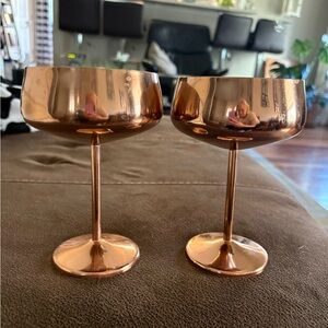 Luxurious Copper Champagne Coupe Glass Set
